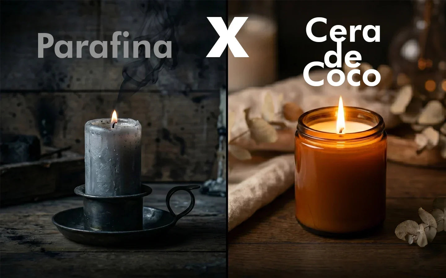 Diferença entre vela de parafina e vela de cera de coco artesanal