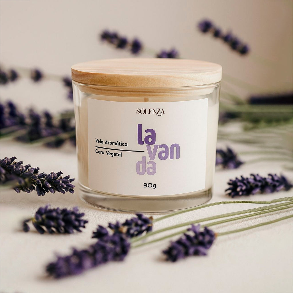 Vela Artesanal de Lavanda – 100% Vegetal, Pavio de Algodão