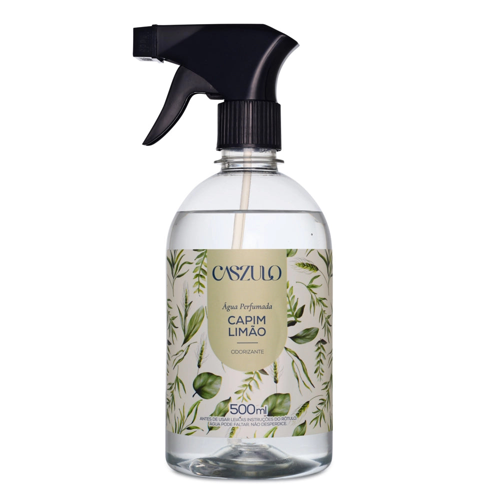 Água perfumada capim limão Caszulo 500ml Via Aroma para tecidos e ambientes