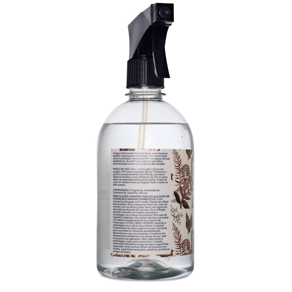 Água perfumada madeira do oriente Caszulo 500ml Via Aroma aromatizador de tecidos
