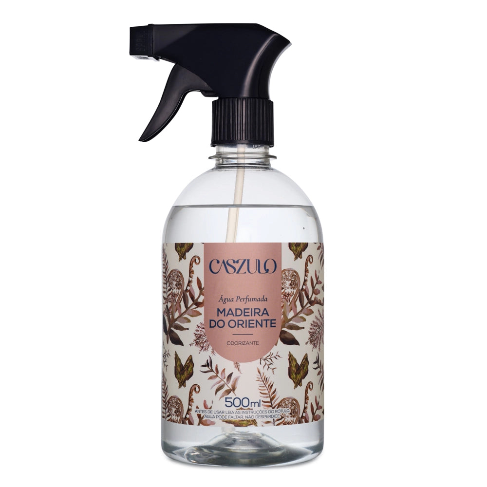Água perfumada madeira do oriente Caszulo 500ml Via Aroma para tecidos e ambientes