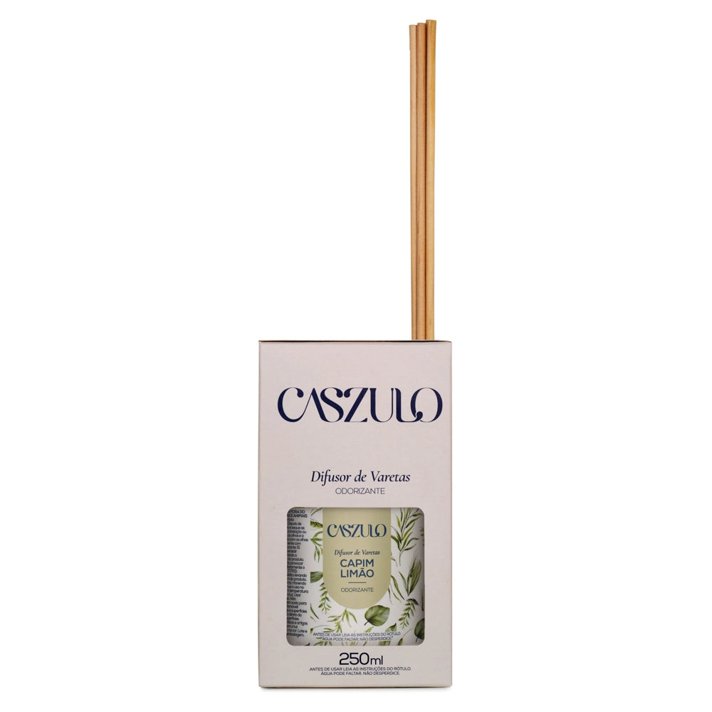 Difusor Via Aroma capim limão 250ml aromatizador de ambiente com varetas